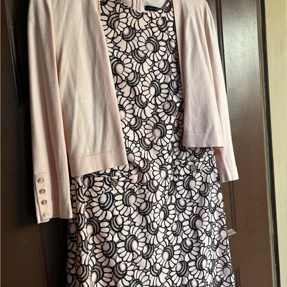 Pink and Black Floral Dress with Cardigan - Picture 5 of 5